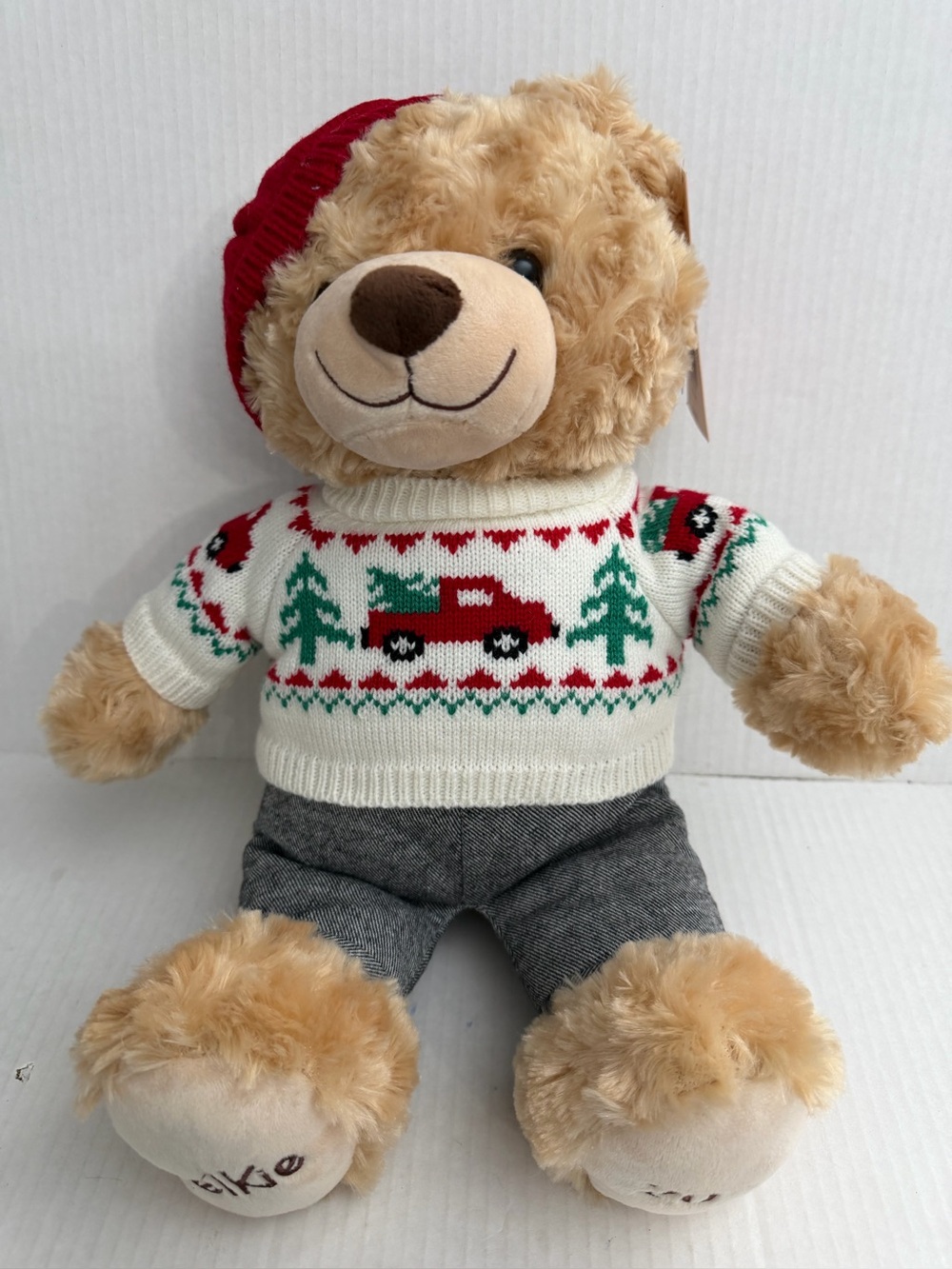 Joyland 2022 Belkie Christmas Plush Teddy Bear with Red Sweater and Beanie